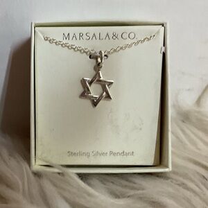 Silver Star of David Pendant Necklace NIB